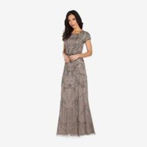 LONG BEADED BLOUSON DRESS IN MERCURY